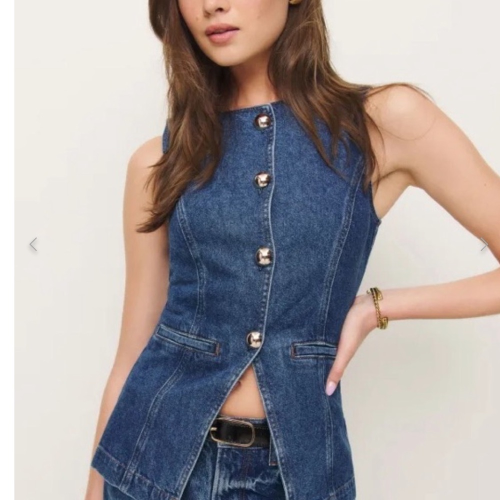Reformation Ophelia Denim Top